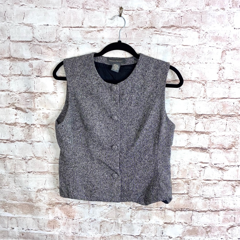 Vintage Banana Republic Silk Wool Blend Vest in Gray Size 10